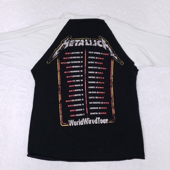 Metallica WorldWired Tour 2017 Raglan Baseball T-Shirt Small Black White - Picture 6 of 9